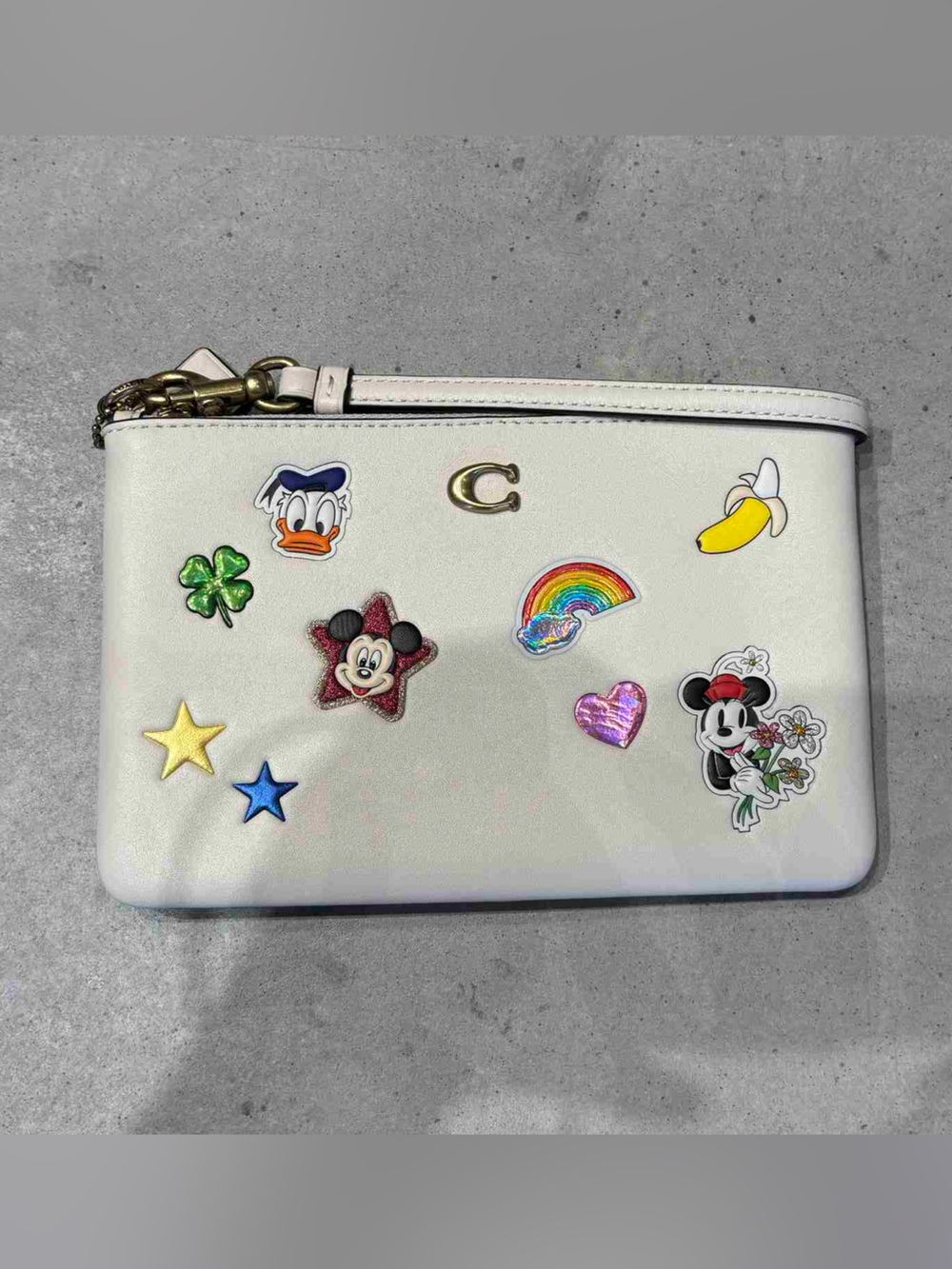 Coach White Disney Patch Zip Wristlet